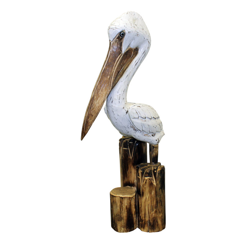 Cohasset Gifts & Garden 25" Wooden Pelican on Triple Post Garden Art